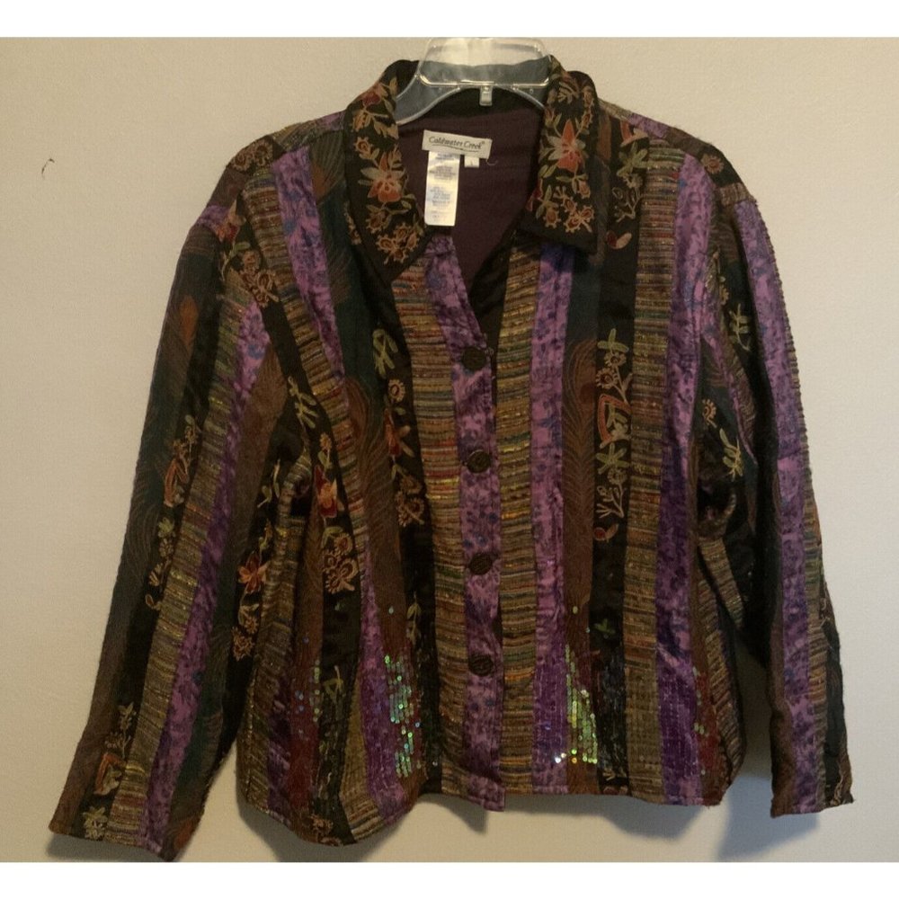Women's Short Multicolor  Coldwater Creek Button Front L Jacket